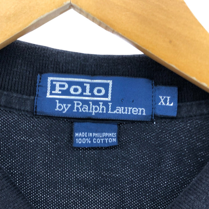 Ralph Lauren POLO by Ralph Lauren short sleeve polo shirt, men's XL size cotton black type Vintage Second Hand