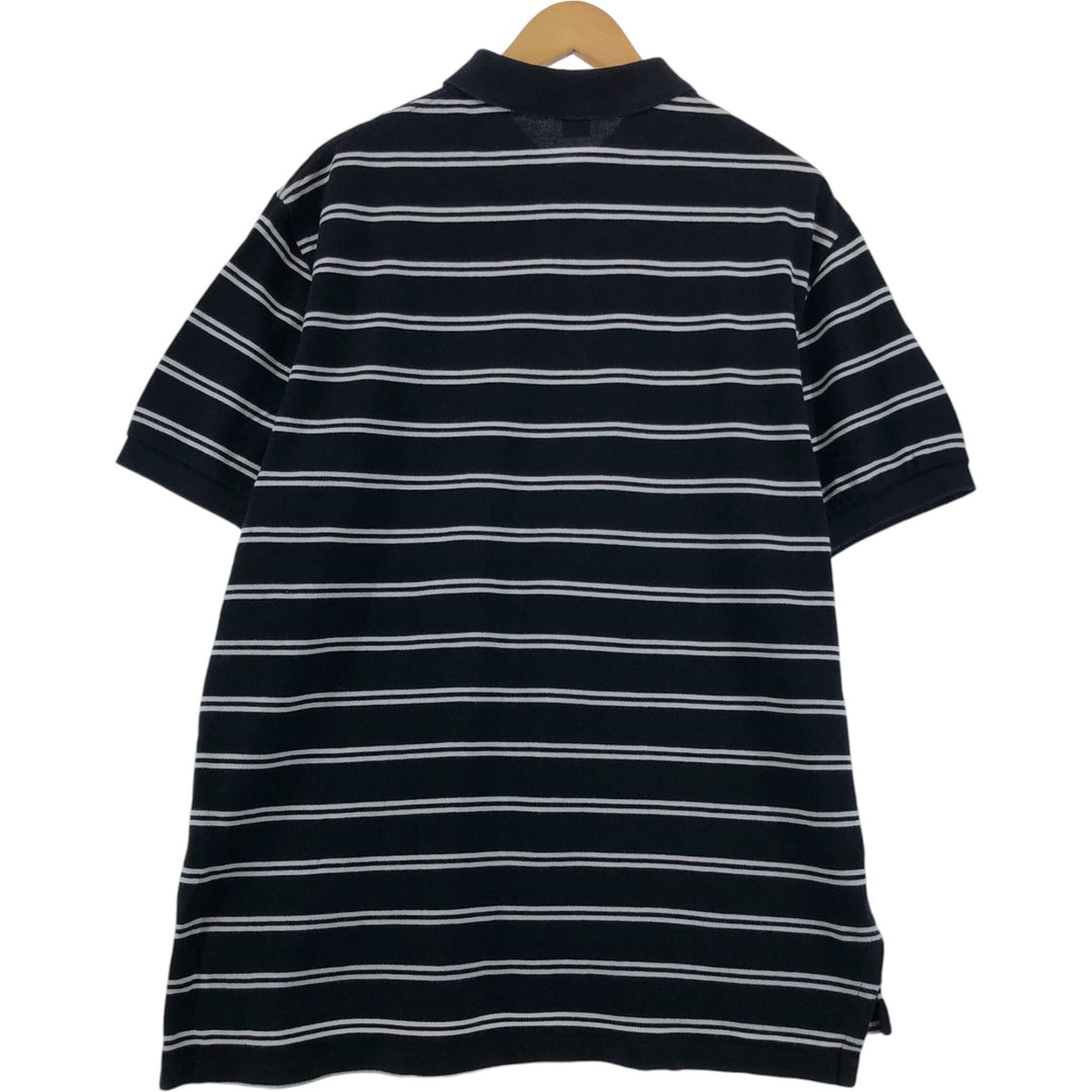 Ralph Lauren POLO by Ralph Lauren short sleeve striped polo shirt, men's XL size cotton black type Vintage Second Hand