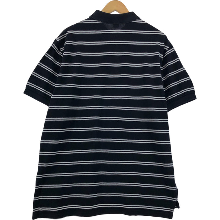 Ralph Lauren POLO by Ralph Lauren short sleeve striped polo shirt, men's XL size cotton black type Vintage Second Hand