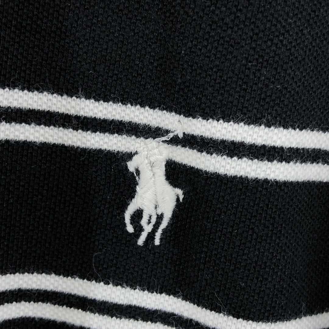 Ralph Lauren POLO by Ralph Lauren short sleeve striped polo shirt, men's XL size cotton black type Vintage Second Hand
