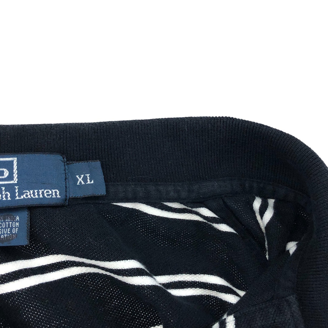 Ralph Lauren POLO by Ralph Lauren short sleeve striped polo shirt, men's XL size cotton black type Vintage Second Hand