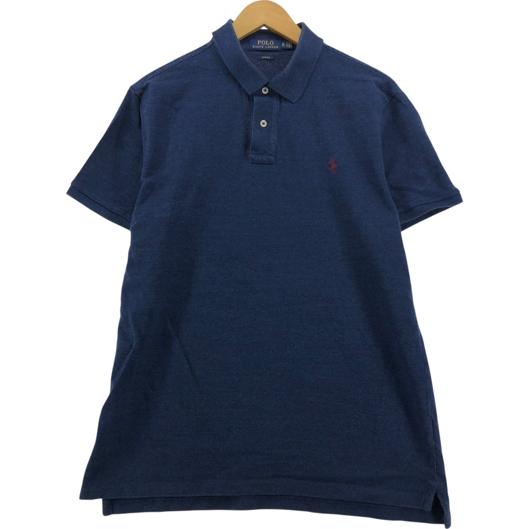 Ralph Lauren POLO RALPH LAUREN SLIM FIT short sleeve polo shirt men's XL equivalent cotton Navy blue Vintage Second Hand