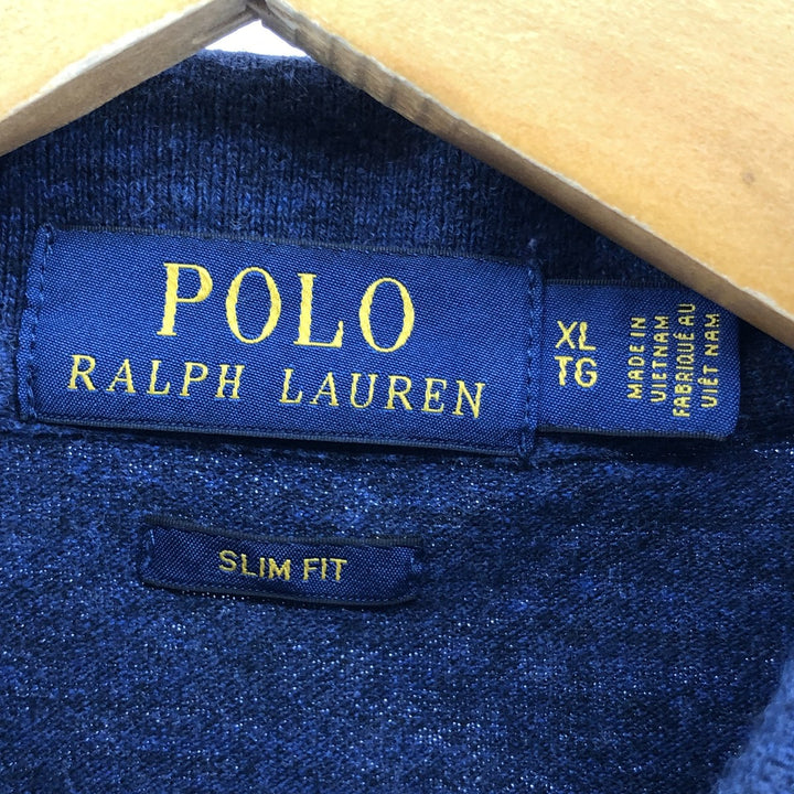 Ralph Lauren POLO RALPH LAUREN SLIM FIT short sleeve polo shirt men's XL equivalent cotton Navy blue Vintage Second Hand