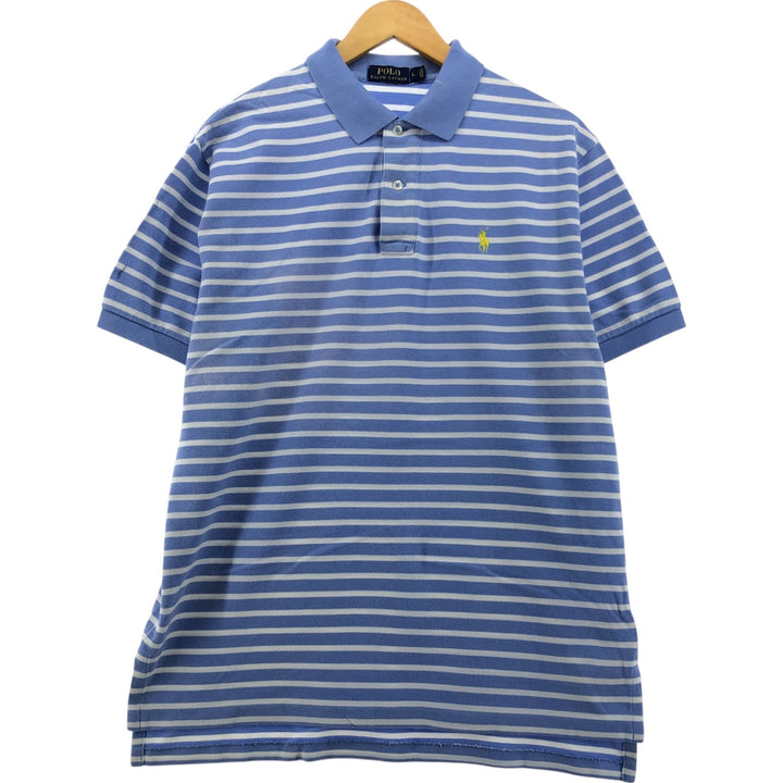 Ralph Lauren POLO RALPH LAUREN Short Sleeve Striped Polo Shirt Men's Size L cotton Blue type light blue Vintage Second Hand