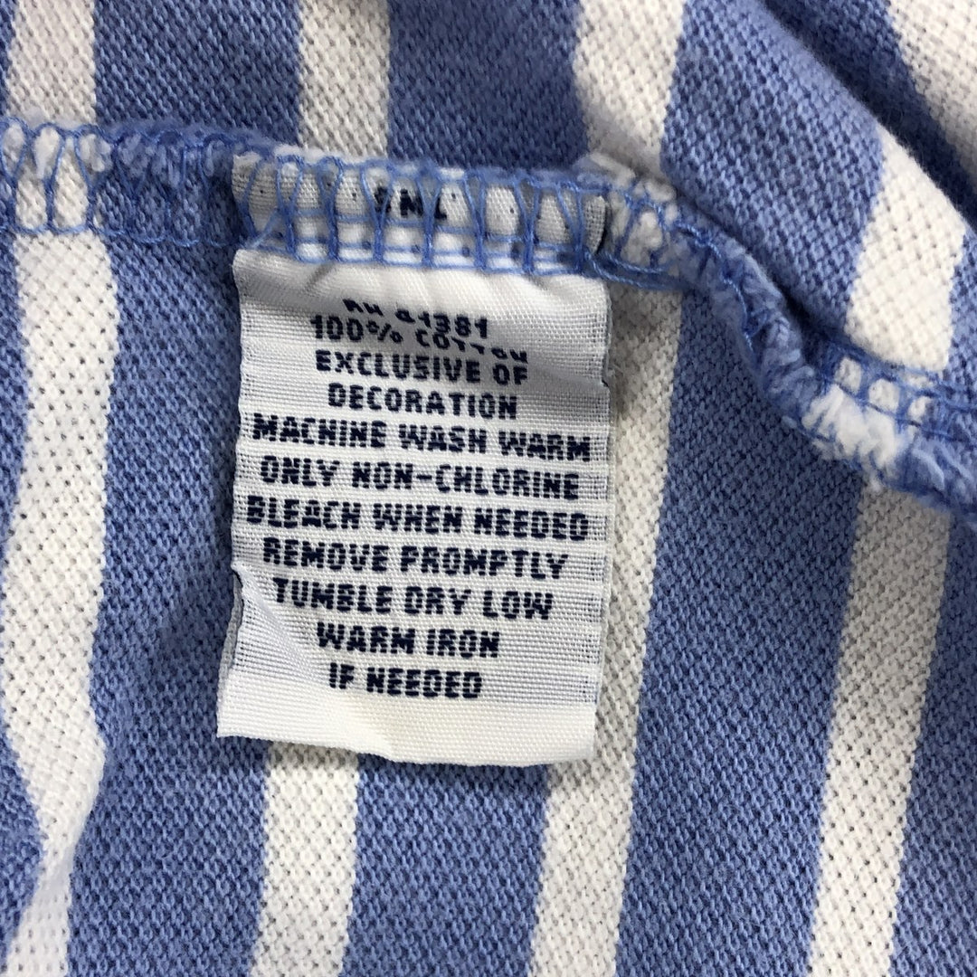 Ralph Lauren POLO RALPH LAUREN Short Sleeve Striped Polo Shirt Men's Size L cotton Blue type light blue Vintage Second Hand