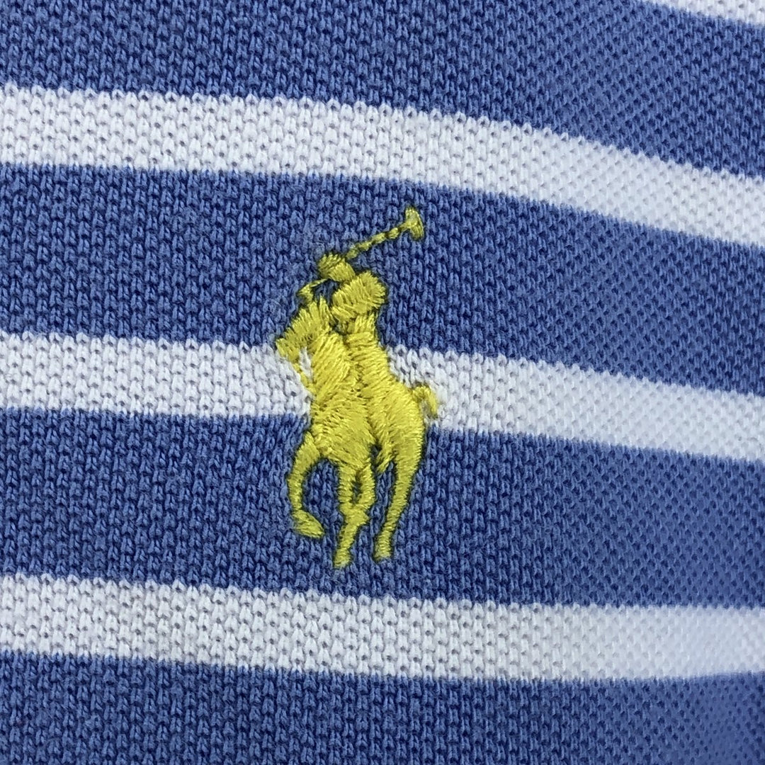 Ralph Lauren POLO RALPH LAUREN Short Sleeve Striped Polo Shirt Men's Size L cotton Blue type light blue Vintage Second Hand