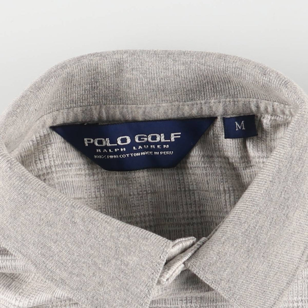 Ralph Lauren POLO GOLF Polo Golf short sleeve check polo shirt men's M equivalent Pima Cotton gray type Vintage Second Hand