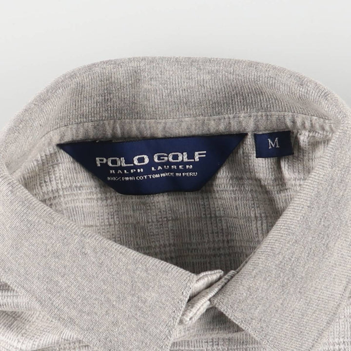 Ralph Lauren POLO GOLF Polo Golf short sleeve check polo shirt men's M equivalent Pima Cotton gray type Vintage Second Hand