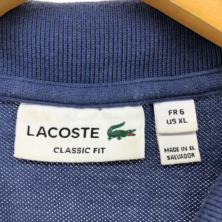 Lacoste Classic Fit short sleeve polo shirt size 6, men's XL cotton blue type Vintage Second Hand