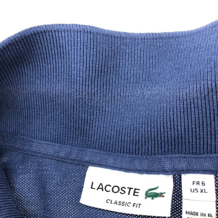Lacoste Classic Fit short sleeve polo shirt size 6, men's XL cotton blue type Vintage Second Hand