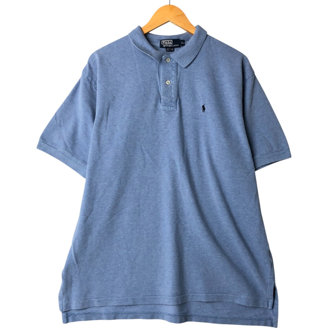 Ralph Lauren POLO by Ralph Lauren short sleeve polo shirt, men's XL size cotton Blue type light blue Vintage Second Hand