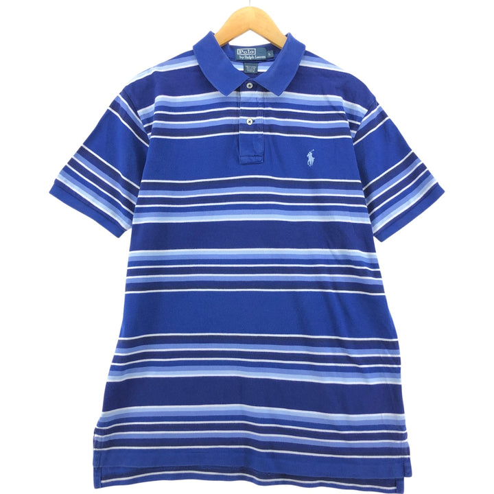 Ralph Lauren POLO by Ralph Lauren short sleeve striped polo shirt, men's size L cotton blue type Vintage Second Hand