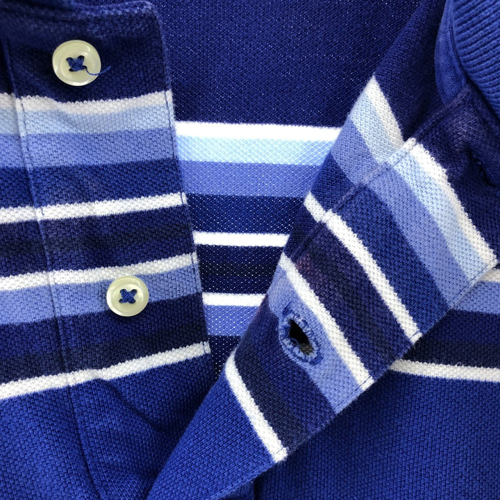 Ralph Lauren POLO by Ralph Lauren short sleeve striped polo shirt, men's size L cotton blue type Vintage Second Hand