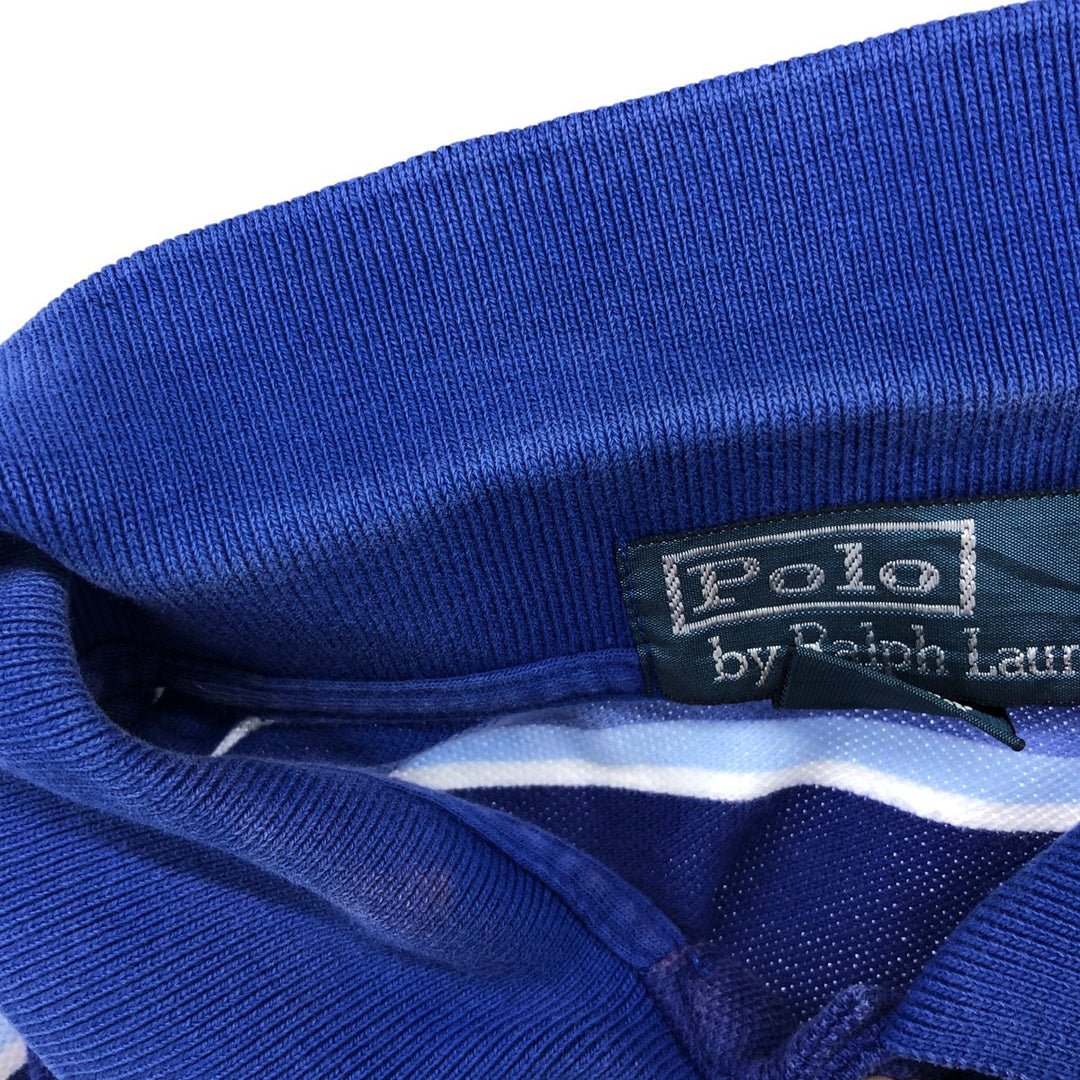 Ralph Lauren POLO by Ralph Lauren short sleeve striped polo shirt, men's size L cotton blue type Vintage Second Hand