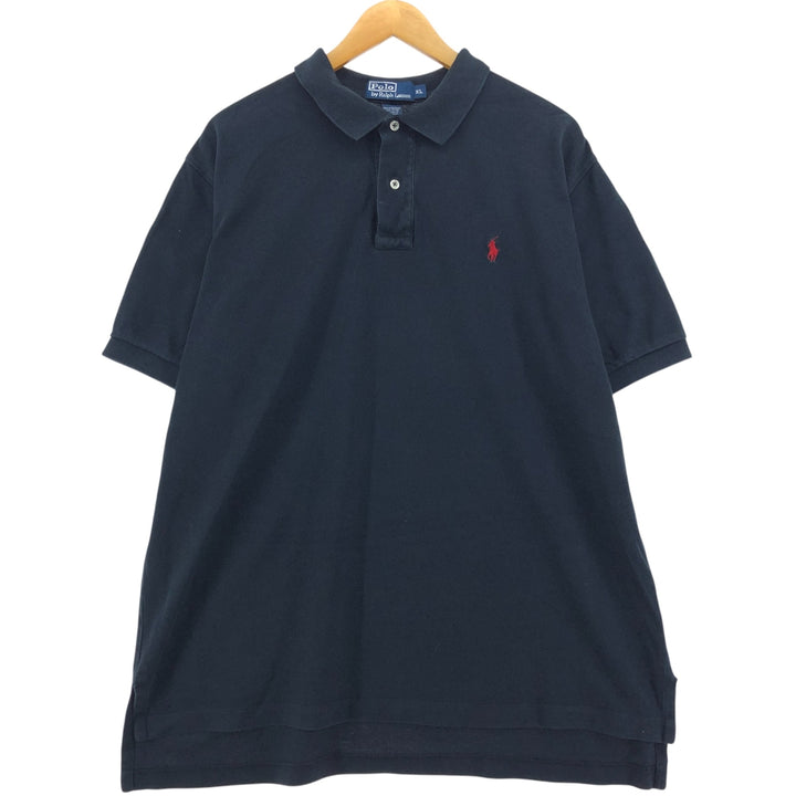 Ralph Lauren POLO by Ralph Lauren short sleeve polo shirt, men's XL size cotton black type Vintage Second Hand