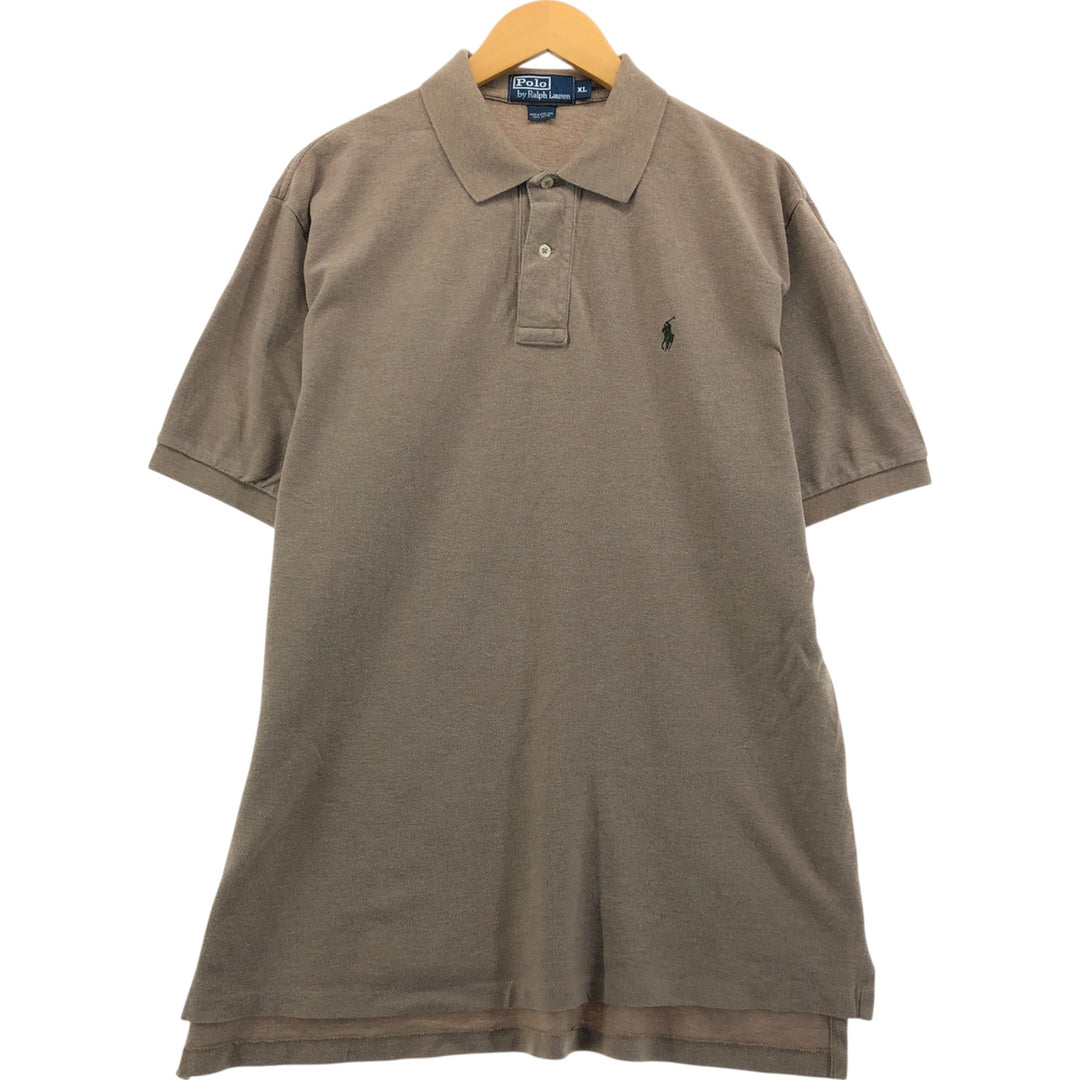 Ralph Lauren POLO by Ralph Lauren short sleeve polo shirt, men's XL size cotton Khaki type beige Vintage Second Hand