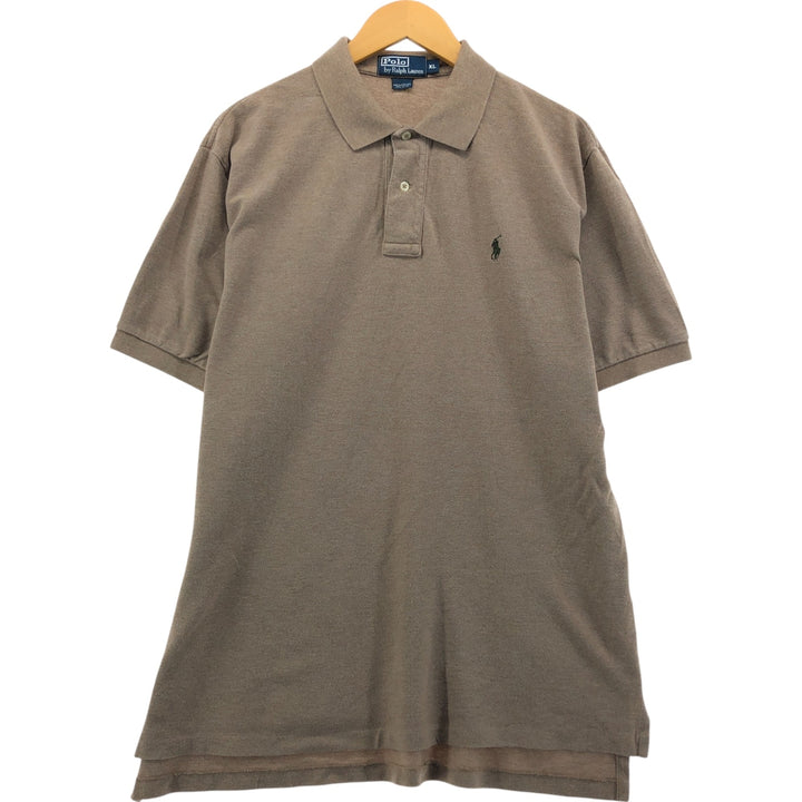 Ralph Lauren POLO by Ralph Lauren short sleeve polo shirt, men's XL size cotton Khaki type beige Vintage Second Hand