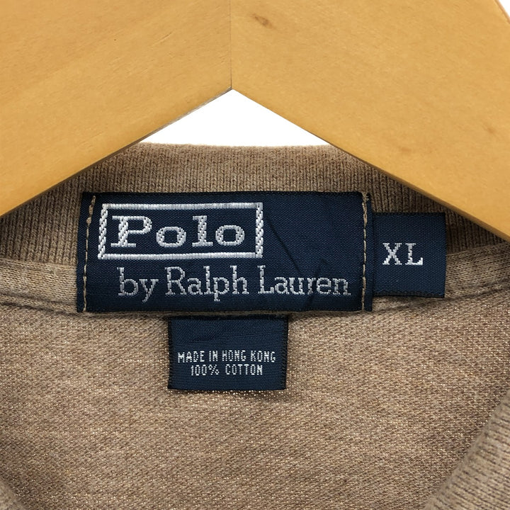 Ralph Lauren POLO by Ralph Lauren short sleeve polo shirt, men's XL size cotton Khaki type beige Vintage Second Hand