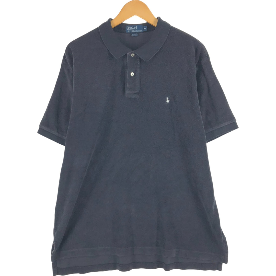 Ralph Lauren POLO by Ralph Lauren short sleeve polo shirt, men's XL size cotton black type Vintage Second Hand