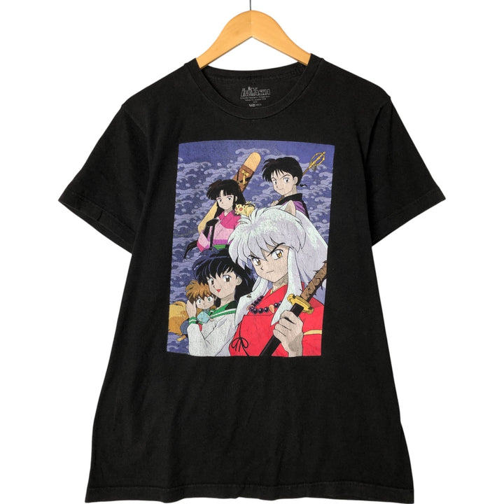 Inuyasha Anime Character Print T-Shirt Men's M Size cotton black type Vintage Second Hand