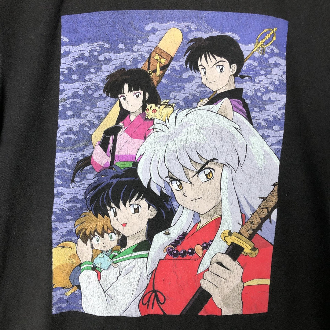 Inuyasha Anime Character Print T-Shirt Men's M Size cotton black type Vintage Second Hand