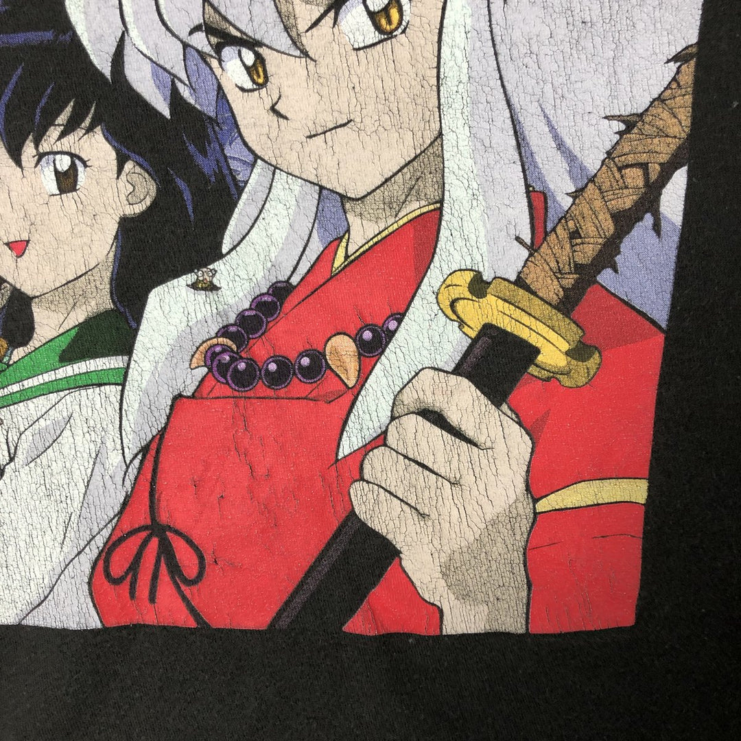 Inuyasha Anime Character Print T-Shirt Men's M Size cotton black type Vintage Second Hand