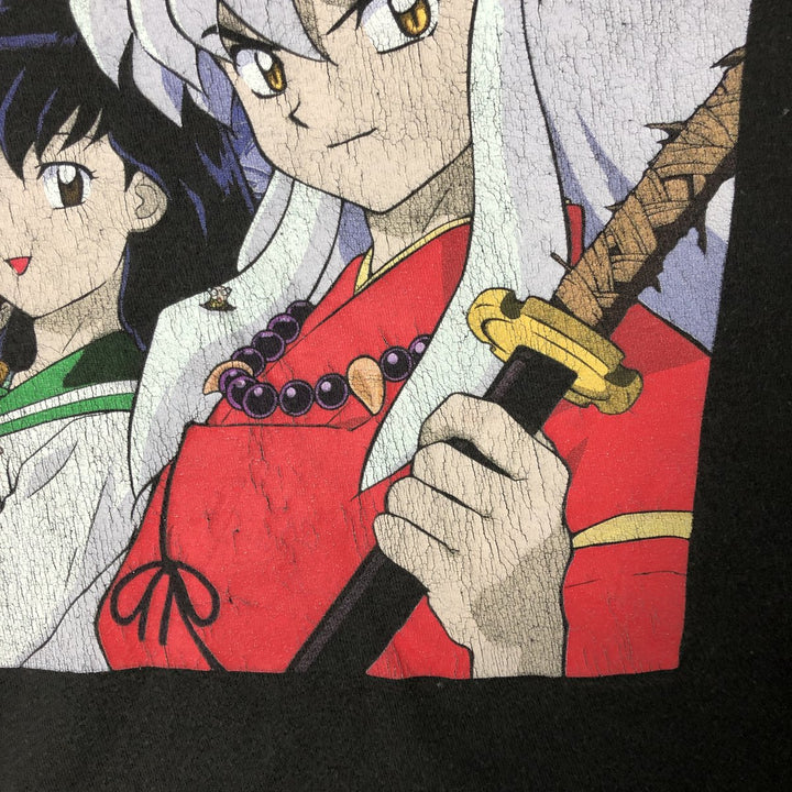 Inuyasha Anime Character Print T-Shirt Men's M Size cotton black type Vintage Second Hand