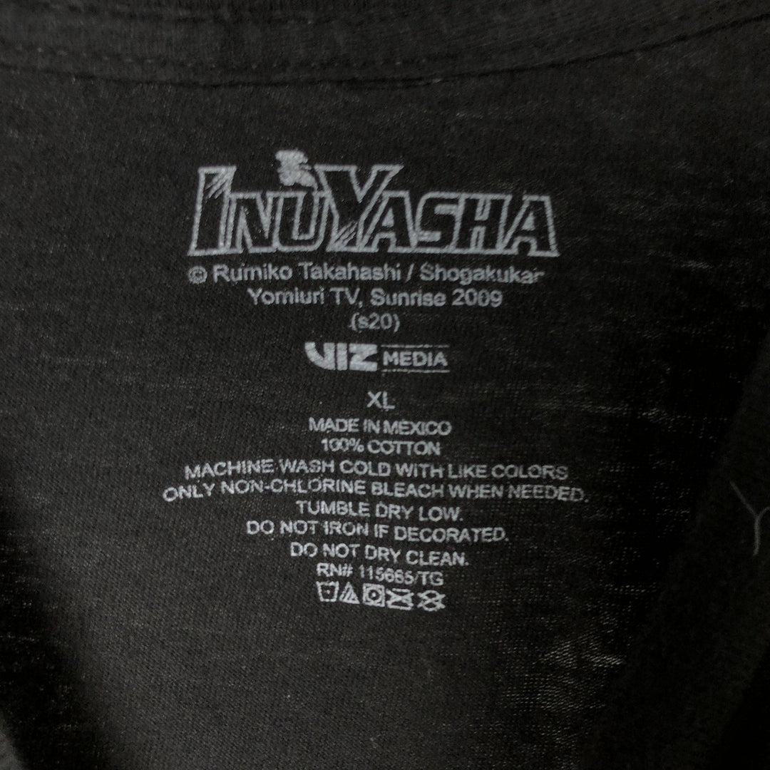 Inuyasha Anime Character Print T-Shirt Men's XL Size cotton black type Vintage Second Hand