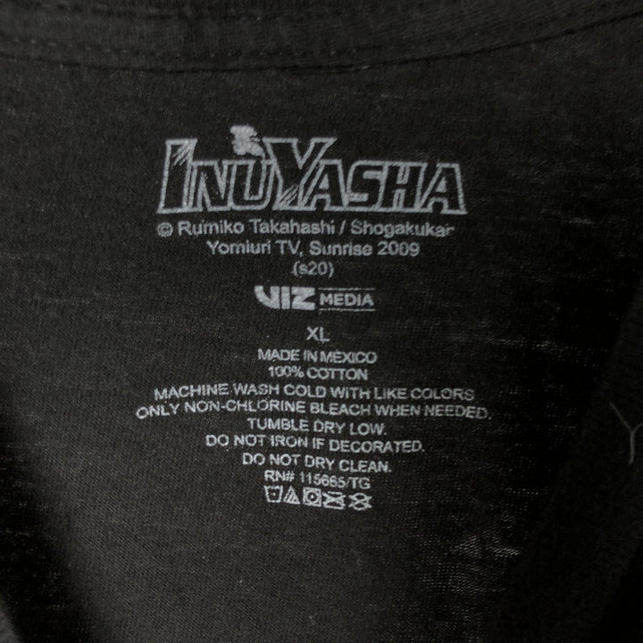 Inuyasha Anime Character Print T-Shirt Men's XL Size cotton black type Vintage Second Hand