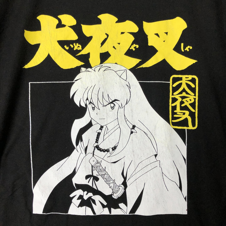 Inuyasha Anime Character Print T-Shirt Men's XL Size cotton black type Vintage Second Hand