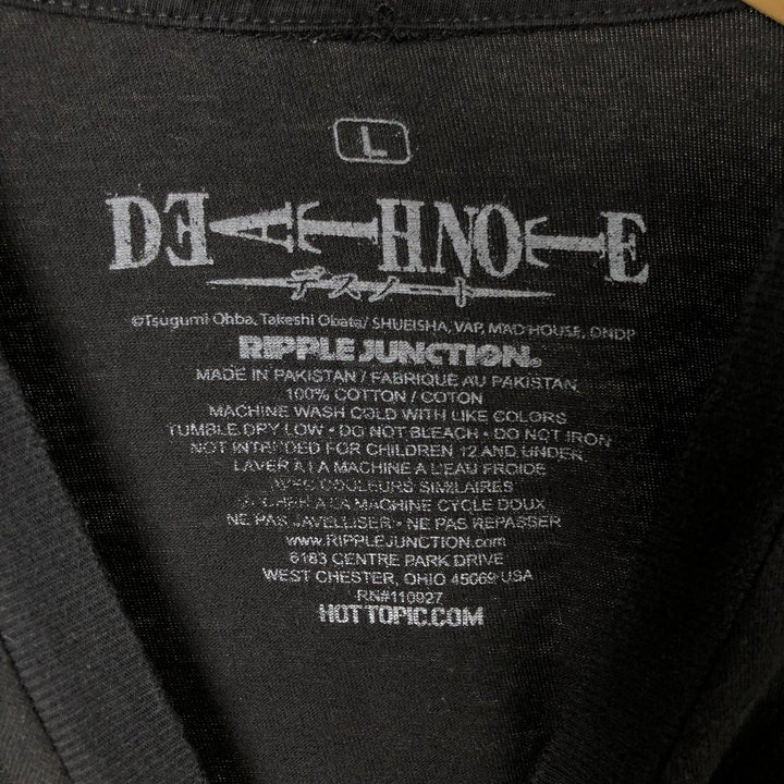 DEATH NOTE Anime Character Print T-Shirt Men's Size L cotton black type Vintage Second Hand