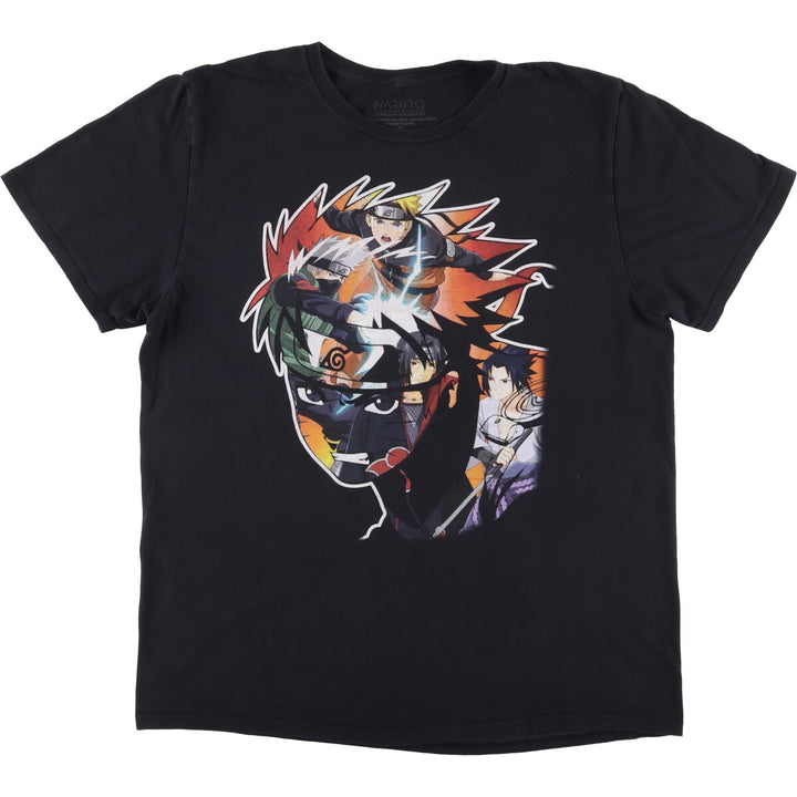 NARUTO SHIPPUDEN Naruto Shippuden Anime Character Print T-Shirt Men's L size cotton black type Vintage Second Hand