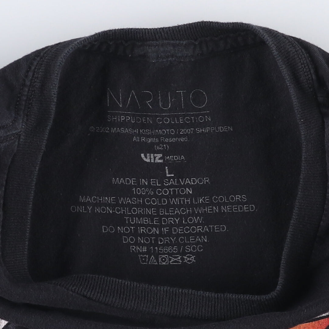 NARUTO SHIPPUDEN Naruto Shippuden Anime Character Print T-Shirt Men's L size cotton black type Vintage Second Hand