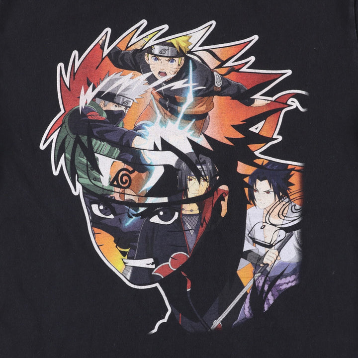 NARUTO SHIPPUDEN Naruto Shippuden Anime Character Print T-Shirt Men's L size cotton black type Vintage Second Hand