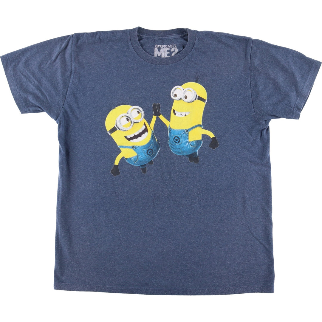 Minions Minions Character Print T-shirt Men's L size cotton blue type Vintage Second Hand