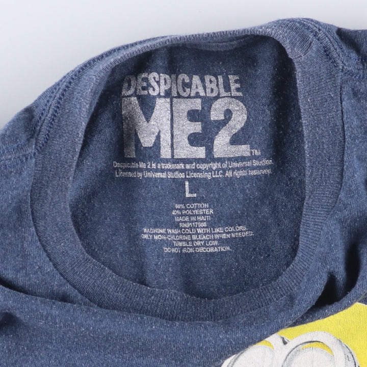 Minions Minions Character Print T-shirt Men's L size cotton blue type Vintage Second Hand