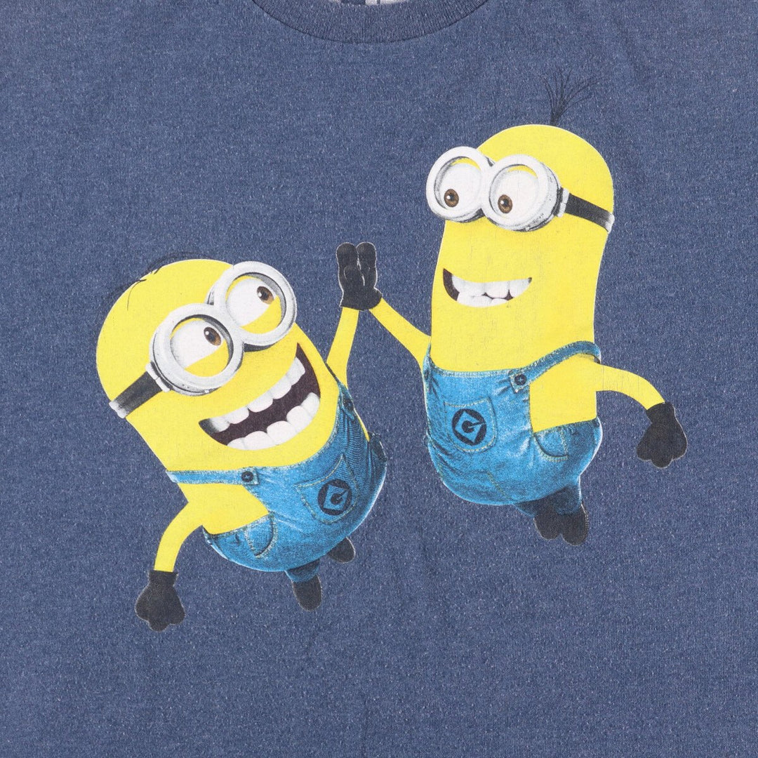 Minions Minions Character Print T-shirt Men's L size cotton blue type Vintage Second Hand