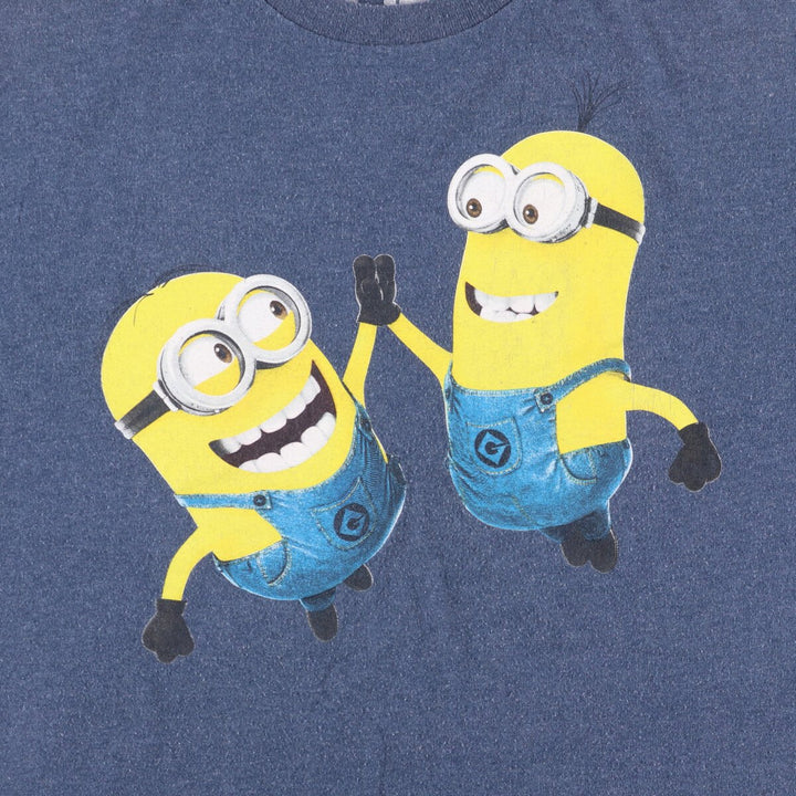 Minions Minions Character Print T-shirt Men's L size cotton blue type Vintage Second Hand