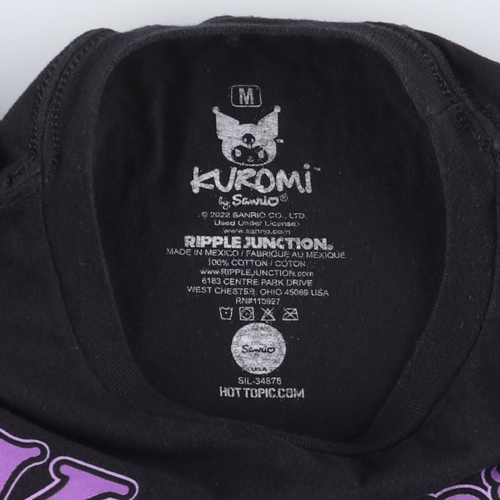 KUROMI Kuromi Anime Character Print T-shirt Men's M size cotton black type Vintage Second Hand