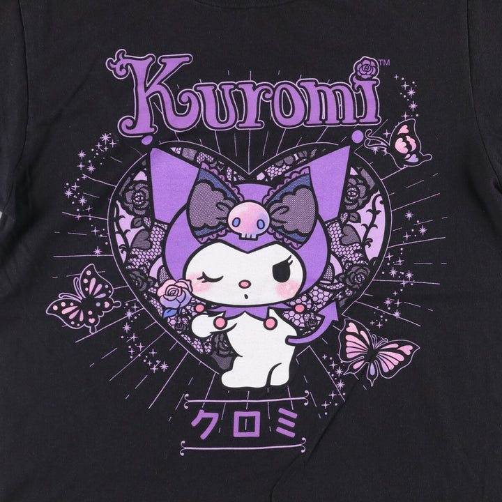 KUROMI Kuromi Anime Character Print T-shirt Men's M size cotton black type Vintage Second Hand
