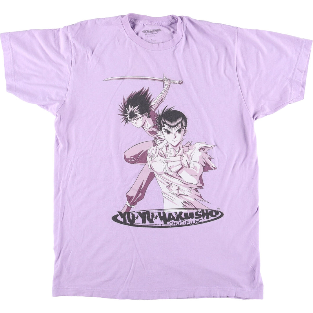 YUYUHAKUSHO Yu Yu Hakusho Anime Character Print T-Shirt Men's L size cotton purple type Vintage Second Hand