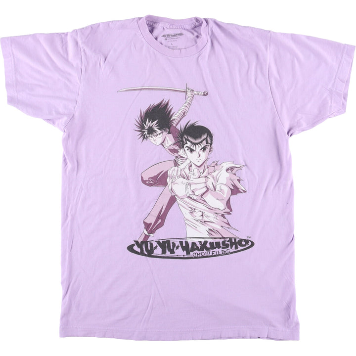 YUYUHAKUSHO Yu Yu Hakusho Anime Character Print T-Shirt Men's L size cotton purple type Vintage Second Hand