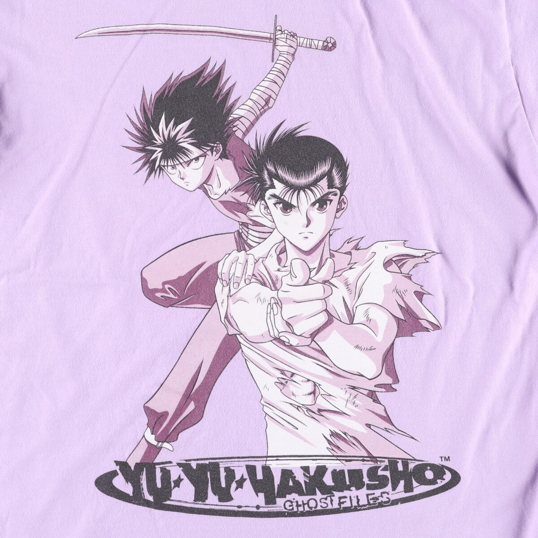 YUYUHAKUSHO Yu Yu Hakusho Anime Character Print T-Shirt Men's L size cotton purple type Vintage Second Hand