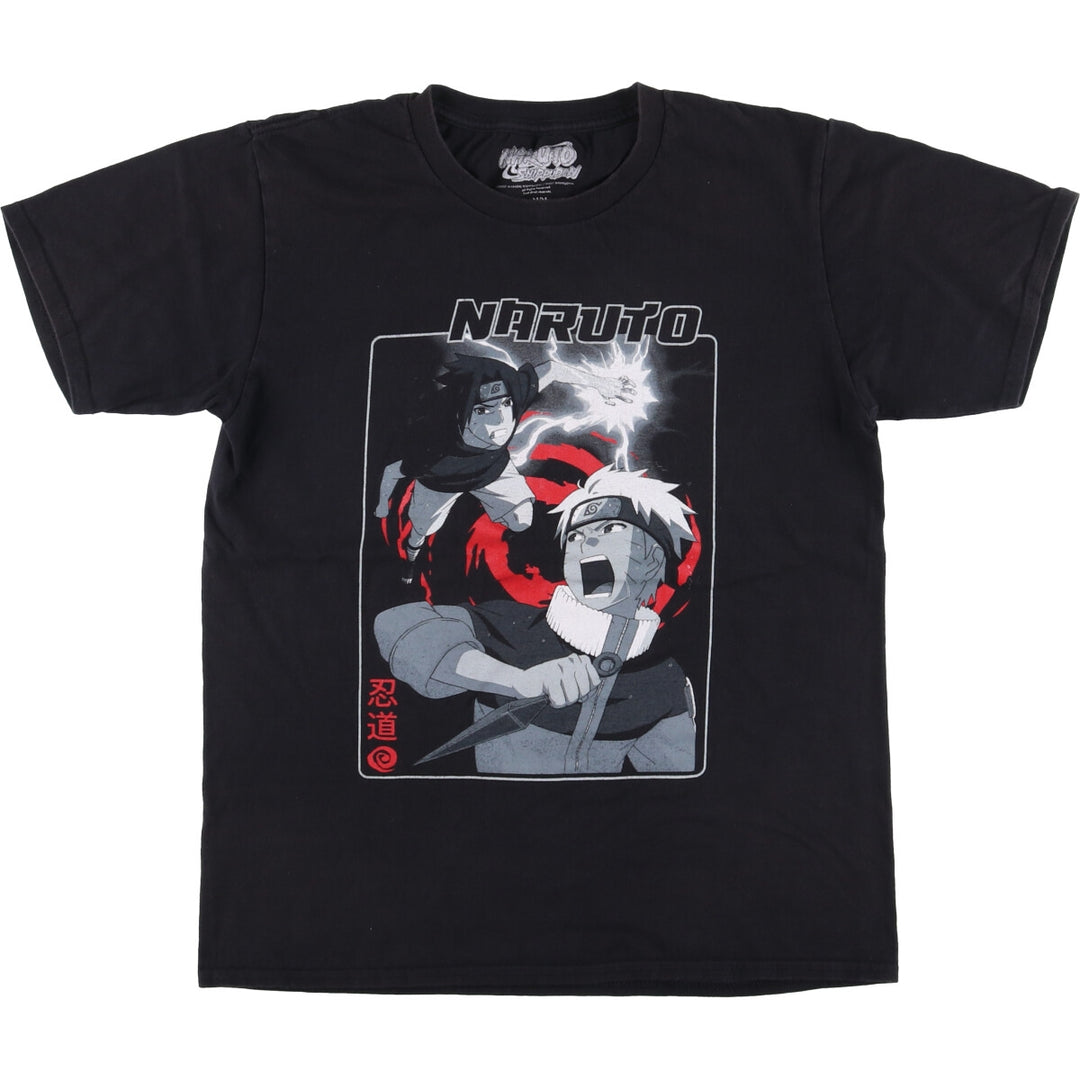NARUTO SHIPPUDEN Naruto Shippuden Anime Character Print T-Shirt Men's M Size cotton black type Vintage Second Hand
