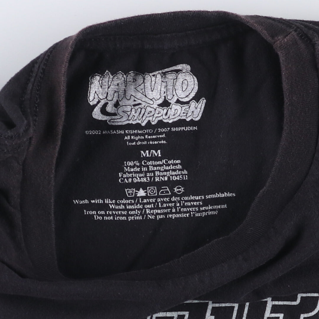 NARUTO SHIPPUDEN Naruto Shippuden Anime Character Print T-Shirt Men's M Size cotton black type Vintage Second Hand