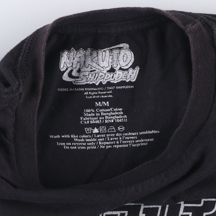 NARUTO SHIPPUDEN Naruto Shippuden Anime Character Print T-Shirt Men's M Size cotton black type Vintage Second Hand