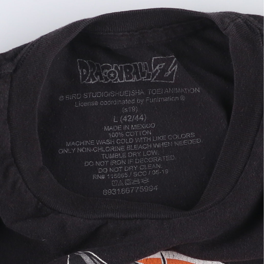 DRAGONBALLZ Dragon Ball Z Son Goku Anime Character Print T-Shirt Men's L size cotton black type Vintage Second Hand
