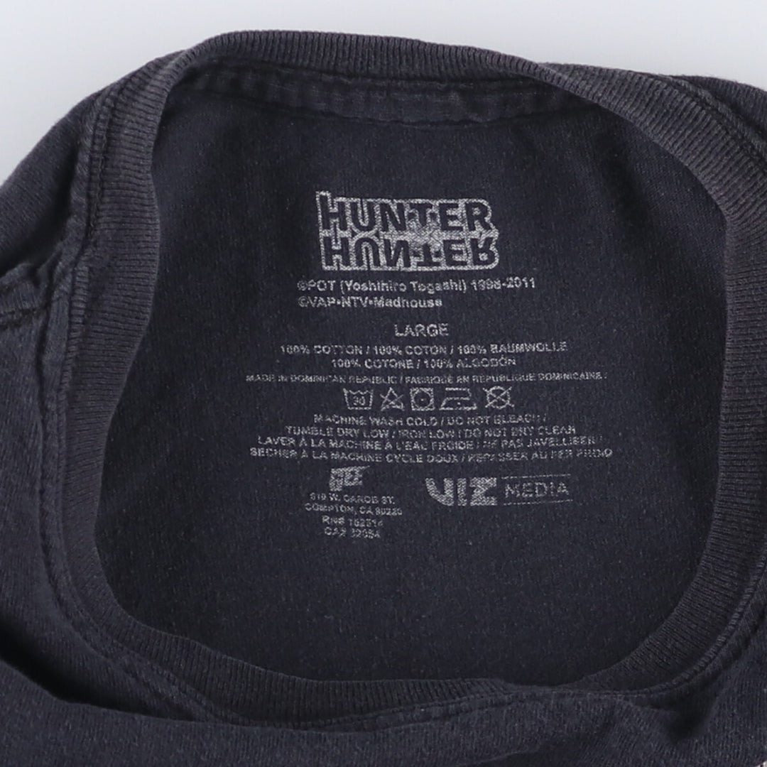 HUNTER HUNTER Hunter x Hunter Anime Character Print T-shirt Men's L size cotton black type Vintage Second Hand