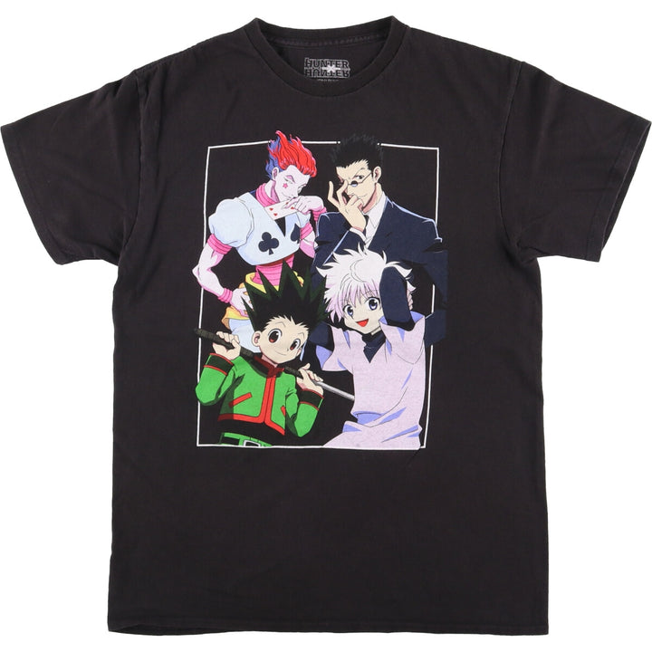 HUNTER HUNTER Anime Character Print T-shirt Men's M size cotton black type Vintage Second Hand