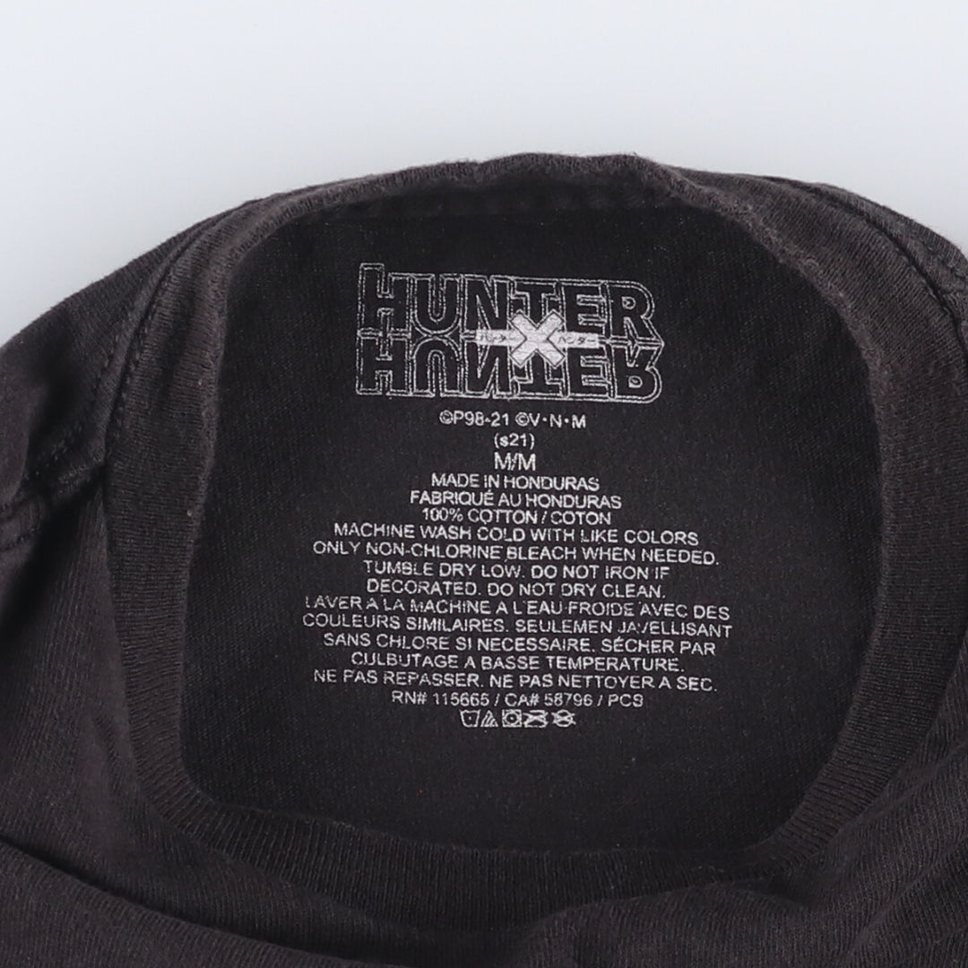 HUNTER HUNTER Anime Character Print T-shirt Men's M size cotton black type Vintage Second Hand